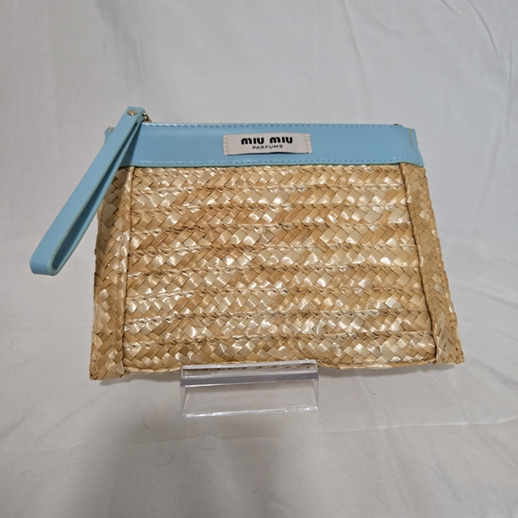 Miu Miu Handbags - Miu Miu Blue and Tan Woven Clutch